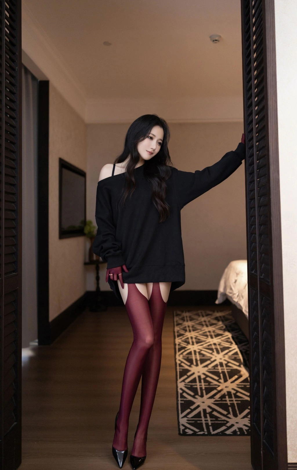 秀人网 鱼子酱Fish 红与黑魅惑私拍写真插图 秀人网 鱼子酱Fish 红黑魅惑私拍写真