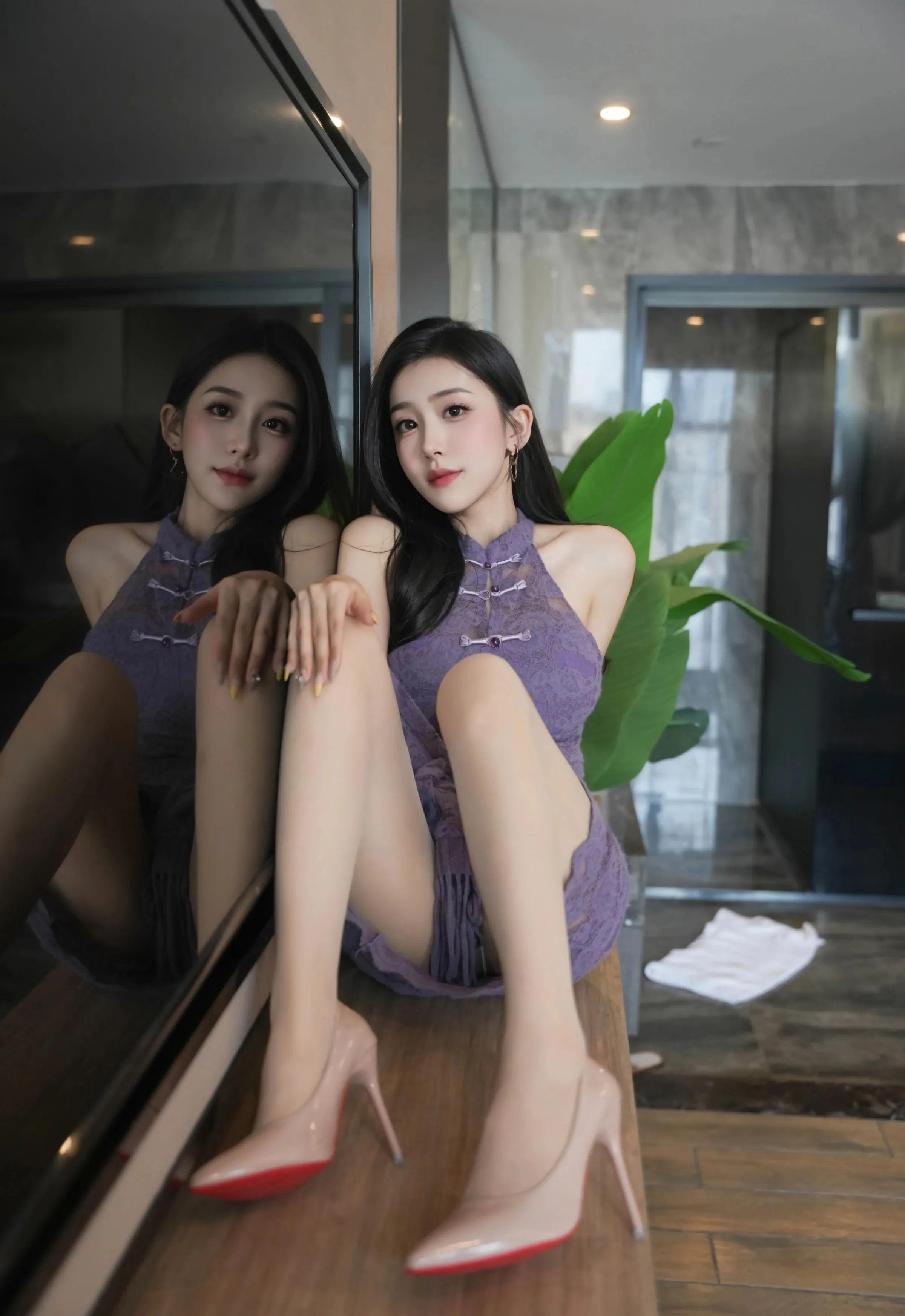 [XiuRen秀人网] No.10801 小阿娇Gill 紫色连衣裙 白色丝袜 性感写真 [70张]插图1