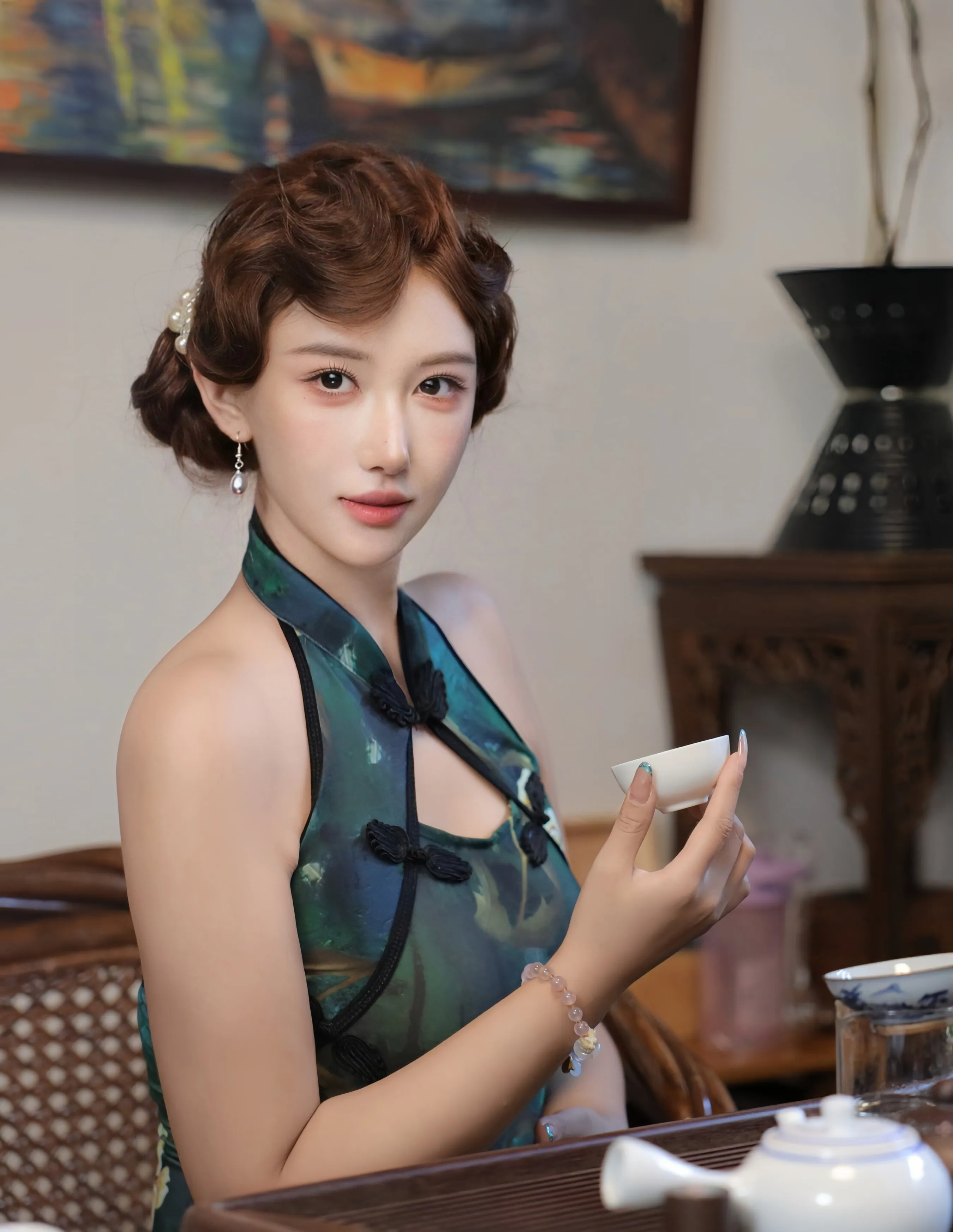 [XiuRen秀人网] No.10815 金允希Yuki 绿色旗袍魅惑肉丝 性感写真 [78张]插图