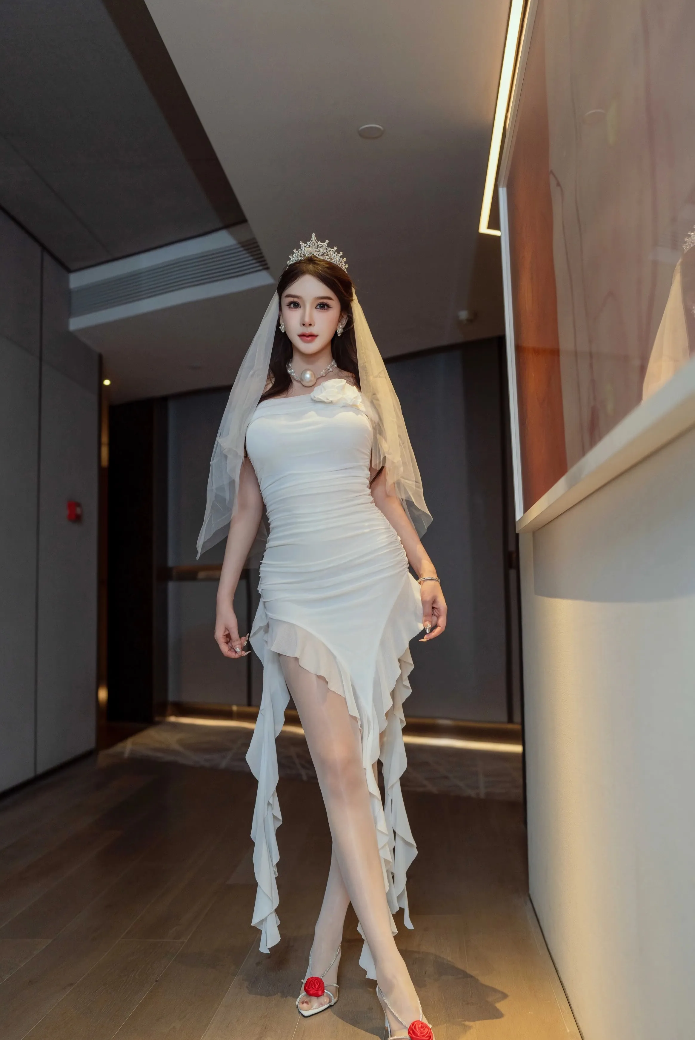 [XINGYAN星颜社] VOL.388 李丽莎 白色婚纱 肉色丝袜 性感写真 [61张]插图
