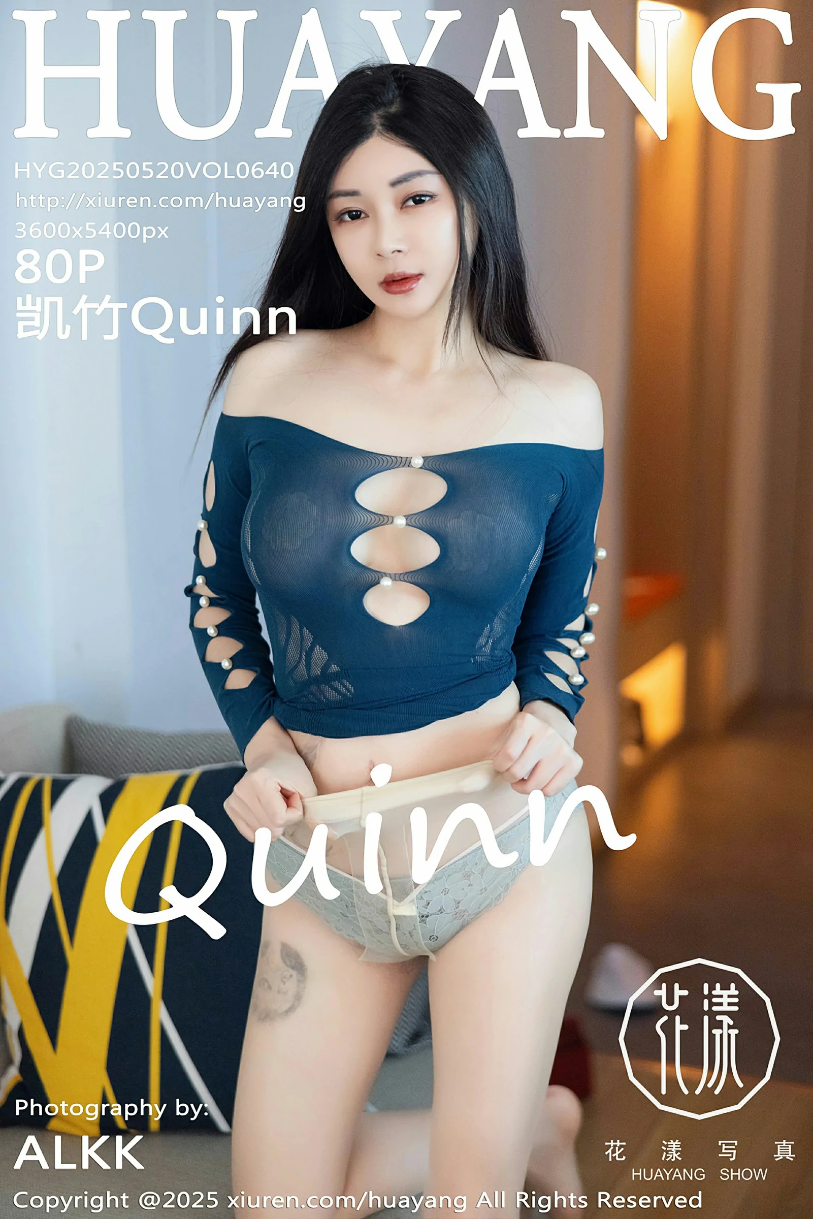 [HuaYang花漾写真] VOL.640 凯竹Quinn 蓝色连衣短裙 原色丝袜 性感写真 [68张]插图
