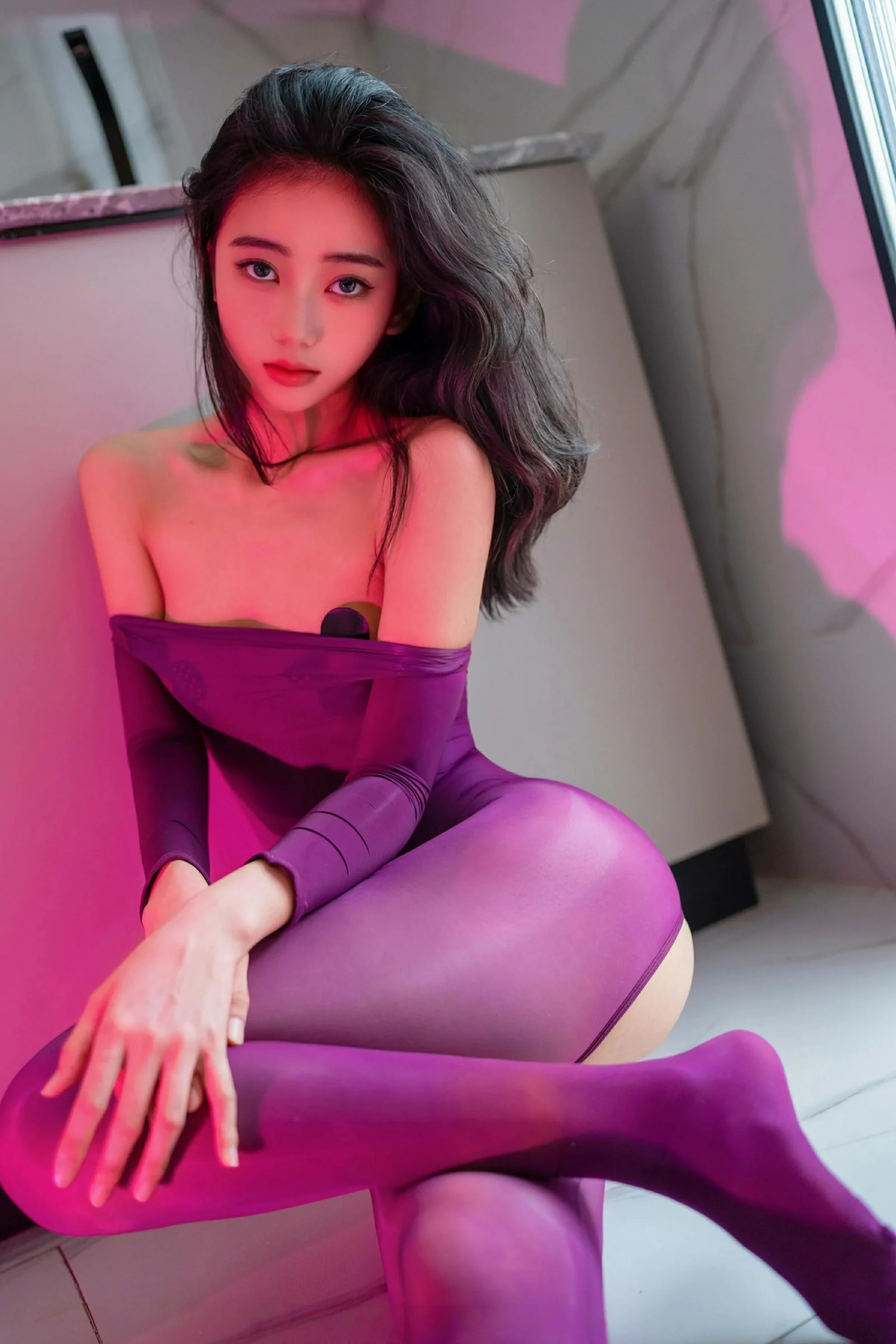 [XINGYAN星颜社] VOL.363 时安安 紫色连体丝袜 性感写真 [81张]插图