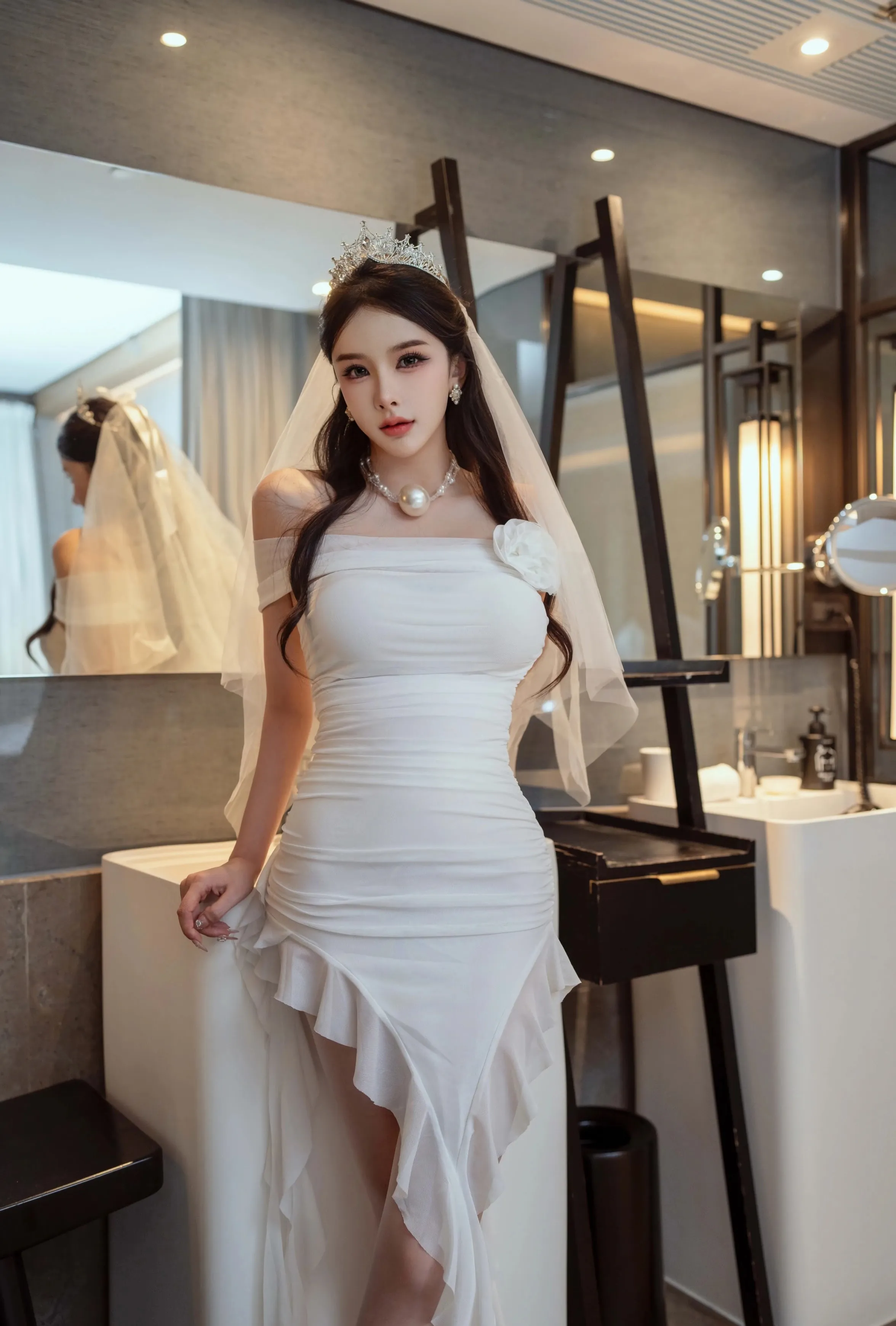 [XINGYAN星颜社] VOL.388 李丽莎 白色婚纱 肉色丝袜 性感写真 [61张]插图1