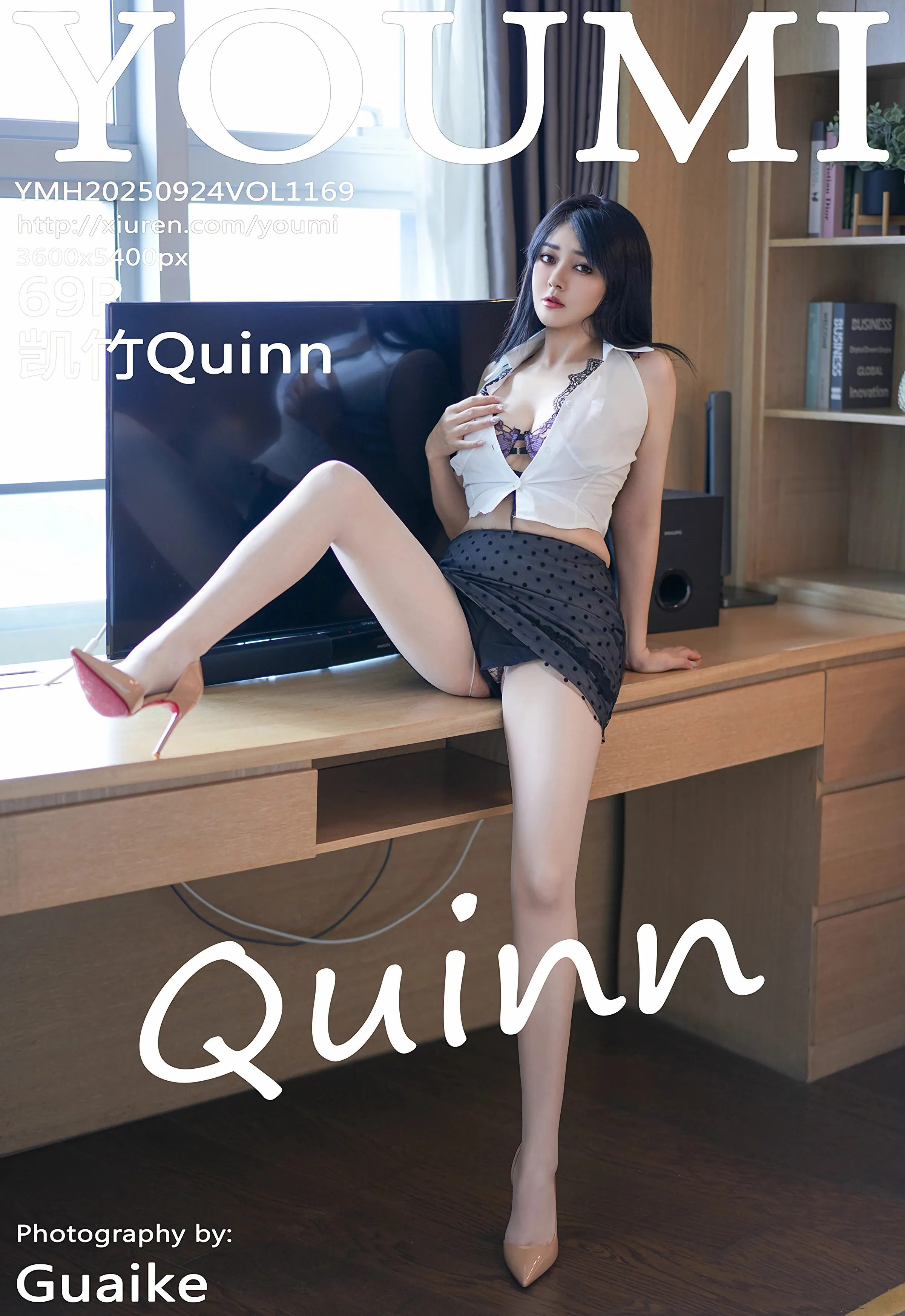 [YOUMI尤蜜荟] VOL.1169 凯竹Quinn 黑色蕾丝波点短裙 性感写真 [69张]插图