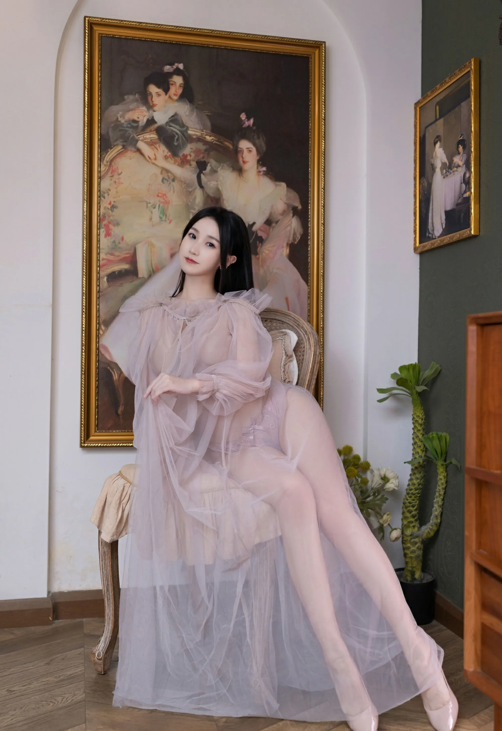 [XiuRen秀人网] No.10752 杏子Yada 紫色内衣 轻透粉纱 性感写真 [68张]插图1