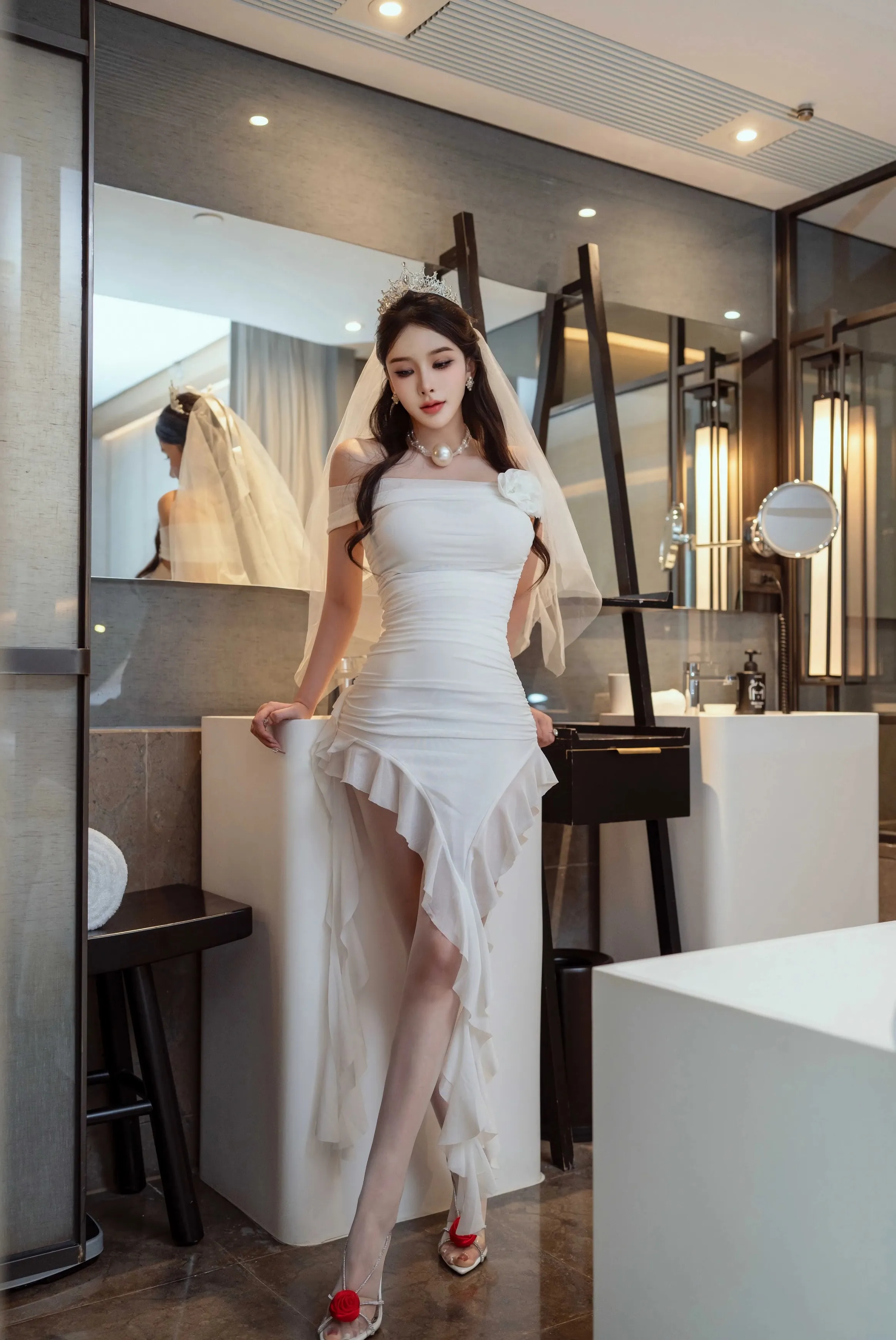 [XINGYAN星颜社] VOL.388 李丽莎 白色婚纱 肉色丝袜 性感写真 [61张]插图