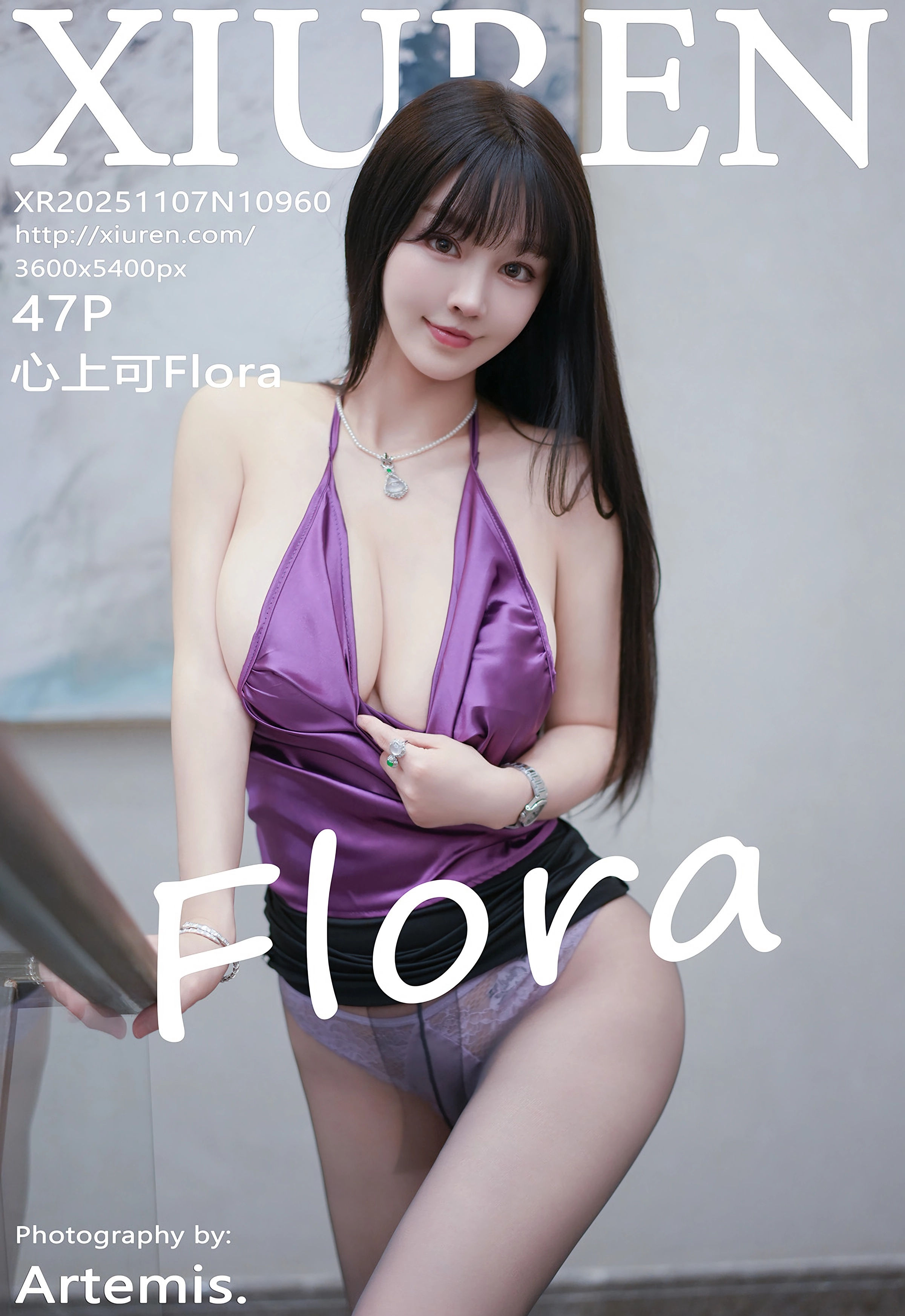 [XiuRen秀人网] No.10960 心上可Flora 紫色上衣 黑色短裙 性感写真 [47张]插图