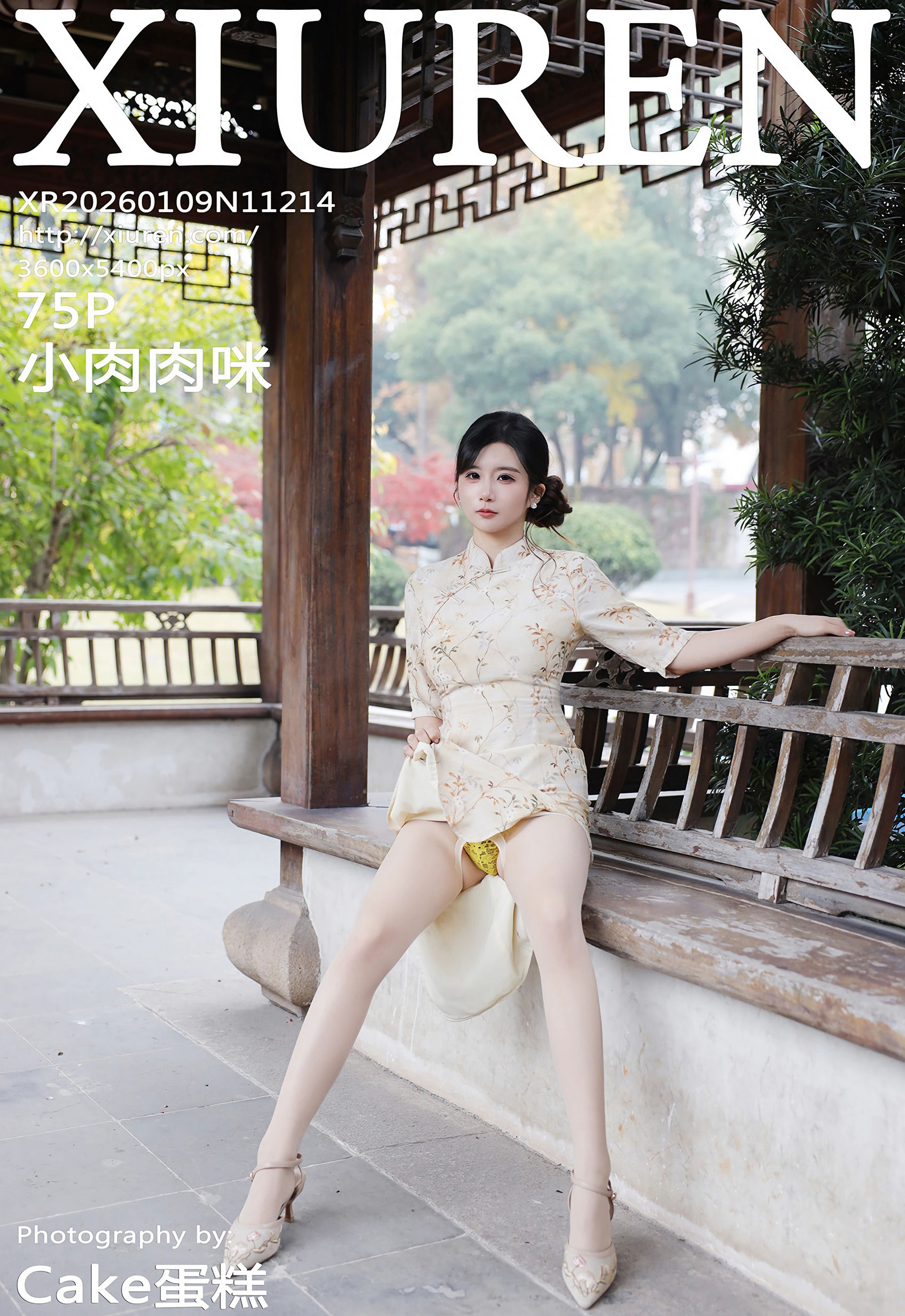 [XiuRen秀人网] No.11214 小肉肉咪 浅黄色旗袍 魅惑肉丝 性感写真 [75张]插图